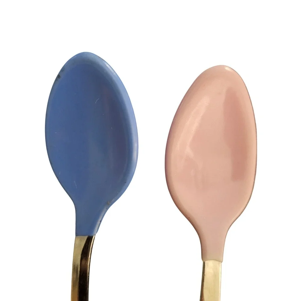 Vintage Munchkin & The First Years Baby Spoons Stainless‎ Pink Hearts Blue Set